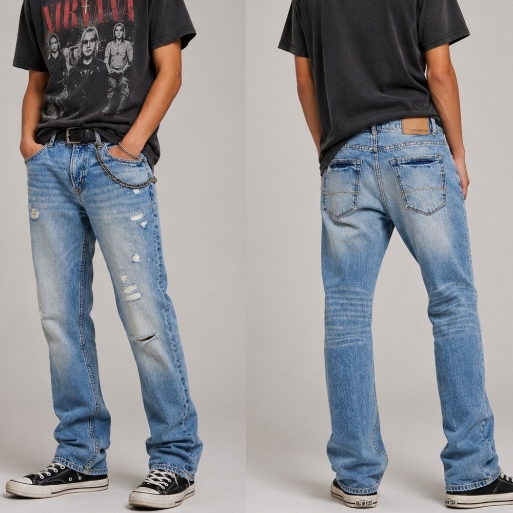 Aeropostale Slim Straight Distressed Jeans Mens 29x30 Light Wash Denim